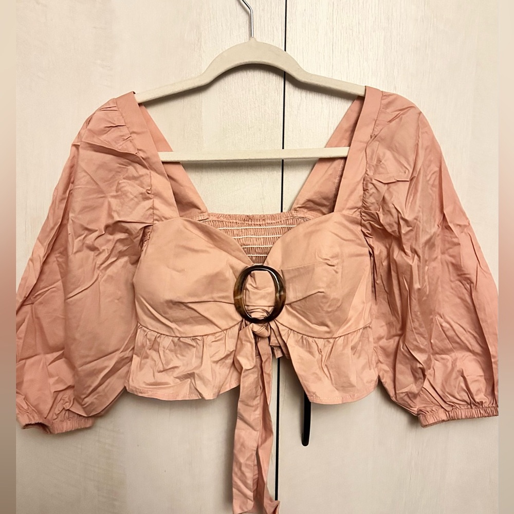 Pink front tie blouse